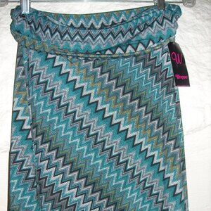 Wrapper Boho Zig Zag Midi Skirt Size L NWT